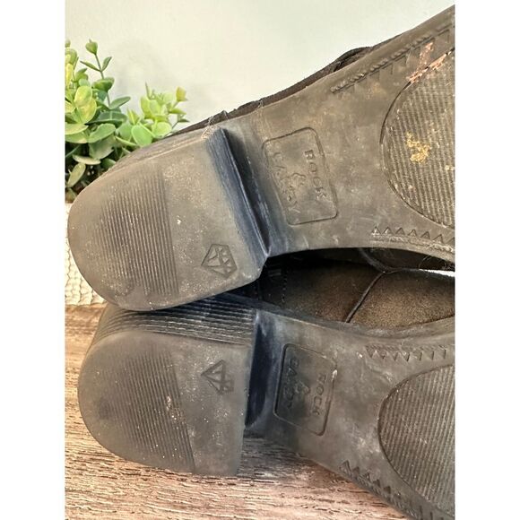 Rock And Candy Boots Woman's 8 Lipton Slip On Ankle Bootie Black Fabric Heels - Picture 8 of 9